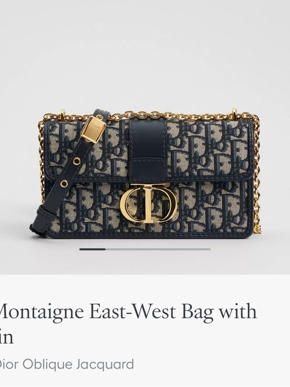 Dior Navy and Beige Oblique Montaigne Crossbody Bag with Gold Hardware